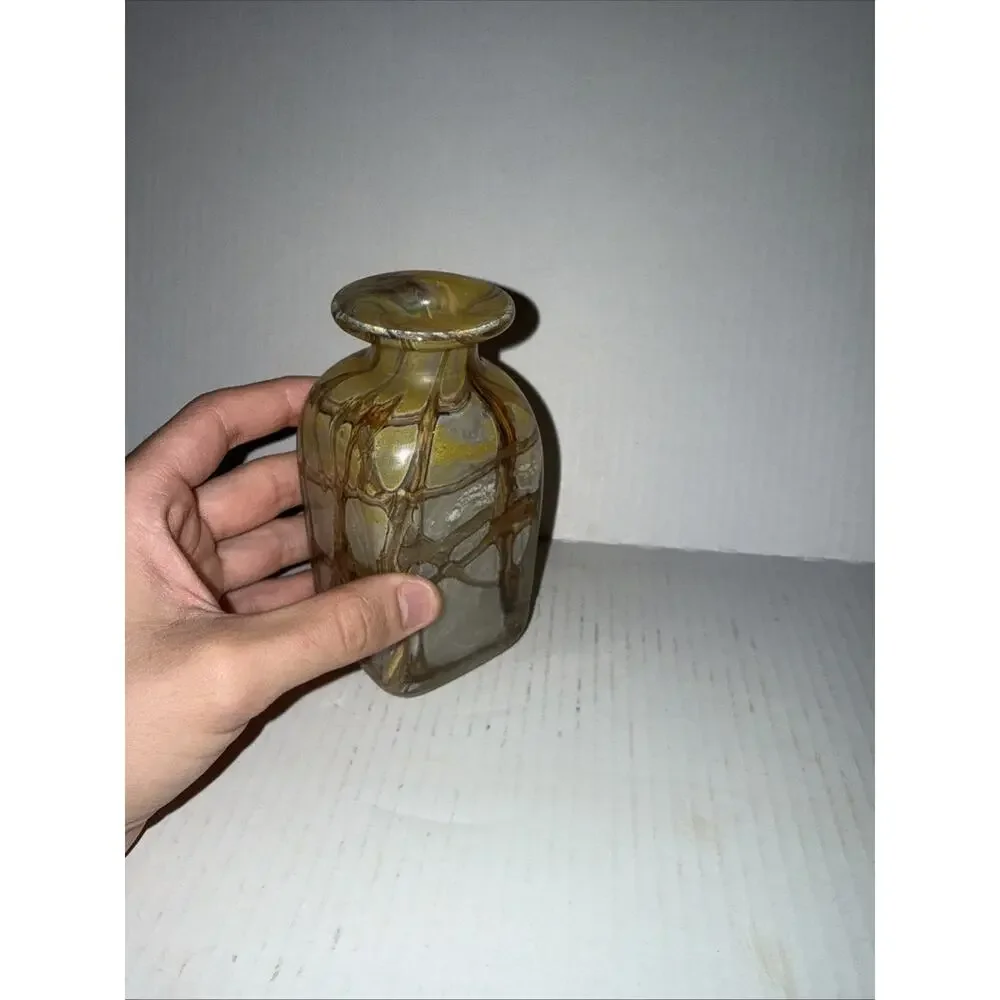 Rare Vtg Mid Cntury Mdina 70s Art Glass Bottle Mdg Vase Earthtones Vicente Boffo